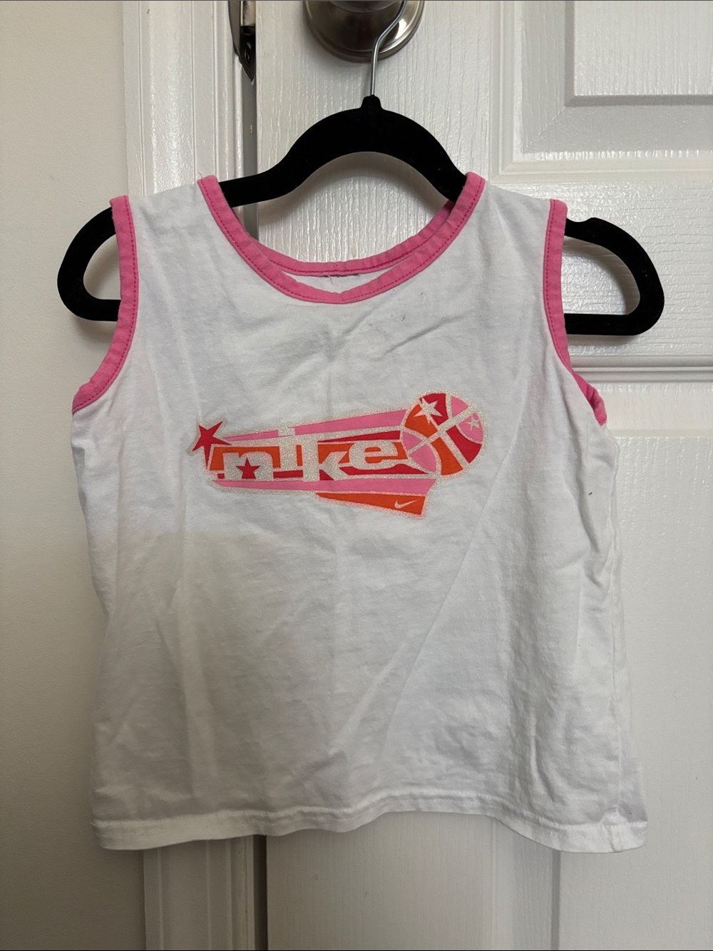 Nike White Tank Top with Pink & Orange Graphic